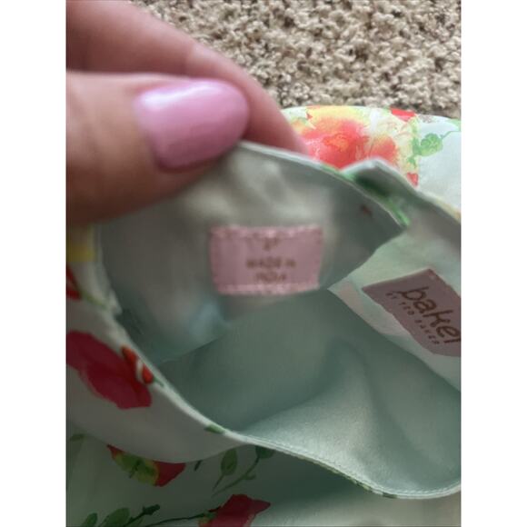 Ted Baker Toddler Girls Floral Cap Sleeve Dress Blue Size 2T Light Green Lined - Picture 9 of 10